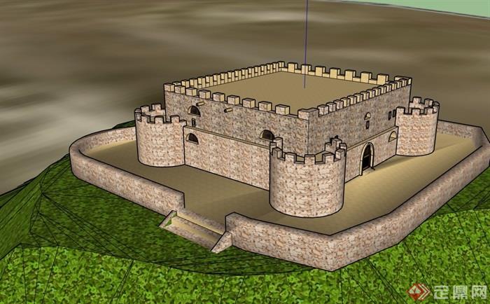 欧式风格城堡住宅建筑设计su模型