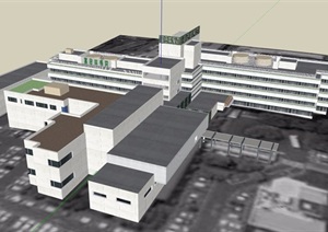 现代多层医疗建筑设计SU(草图大师)模型