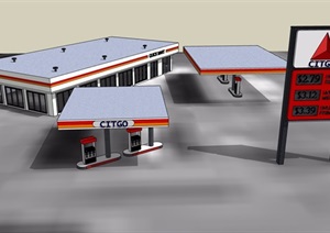 某详细的加油站素材设计SU(草图大师)模型