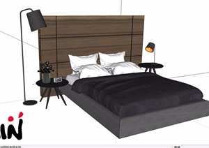 住宅室内卧室床精致设计SU(草图大师)模型