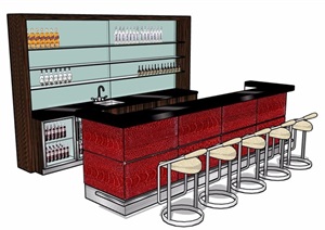 某现代风格室内桌柜设计SU(草图大师)模型
