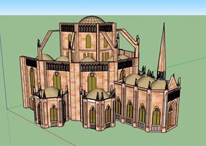 欧式风格简单的教堂建筑SU(草图大师)模型