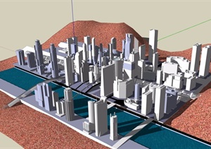 某城市无材质贴图综合建筑SU(草图大师)模型