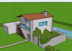 民居住宅欧式风格别墅SU(草图大师)模型