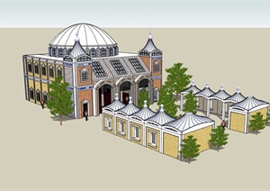 欧式风格清真寺设计SU(草图大师)模型