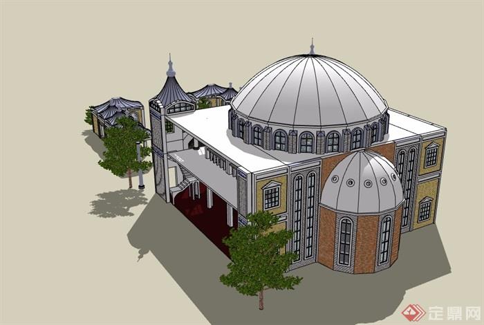 欧式风格清真寺设计su模型