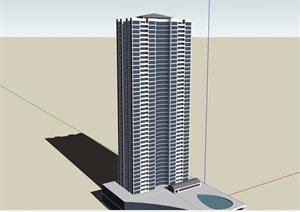 某现代风格高层详细的住宅建筑楼设计SU(草图大师)模型