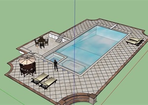 现代庭院泳池景观素材设计SU(草图大师)模型