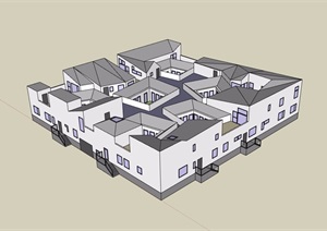 现代风格住宅综合建筑SU(草图大师)模型