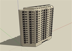 现代住宅建筑公寓楼设计SU(草图大师)模型