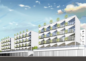 现代创意新型韵律化造型阳台绿植绿色生态邻里交互关系空间住宅楼