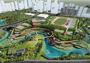 经典湿地公园体育公园景观设计SU(草图大师)模型