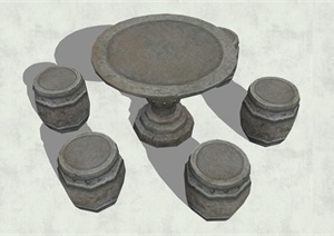 古代人石桌石凳物件素材详细完整设计SU(草图大师)模型15