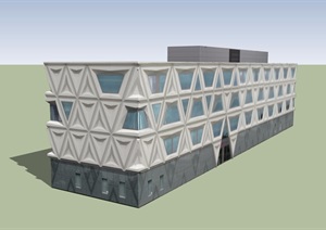 某现代风格多层医疗建筑设计SU(草图大师)模型