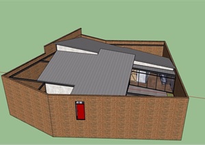 现代工业风格住宅别墅设计SU(草图大师)模型