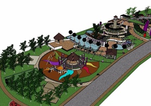 欧式风格游乐公园景观设计SU(草图大师)模型