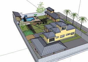 详细的私家住宅别墅建筑楼SU(草图大师)模型