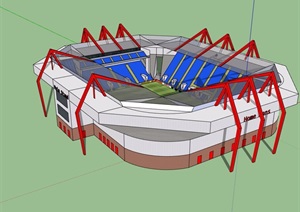 现代风格详细足球体育馆建筑设计SU(草图大师)模型