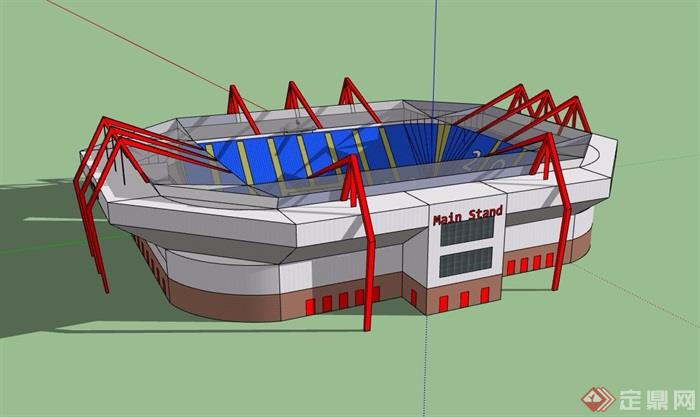 现代风格详细足球体育馆建筑设计su模型