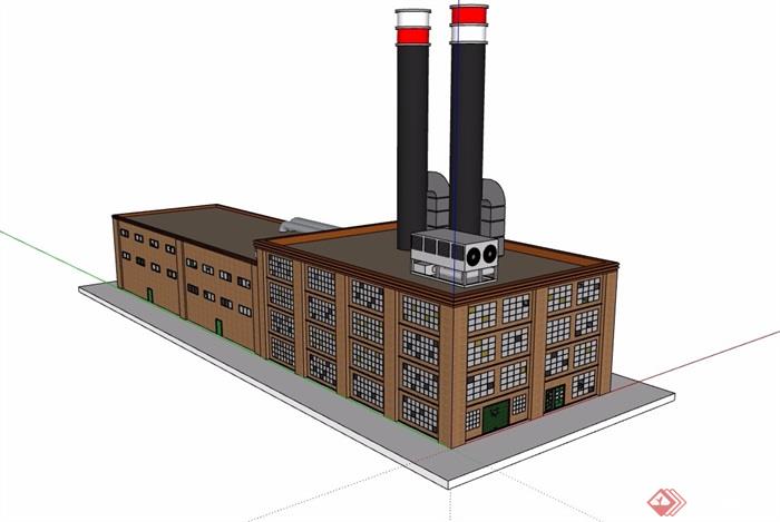 现代风格工业工厂建筑su模型