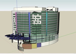 现代风格医院建筑简单设计SU(草图大师)模型