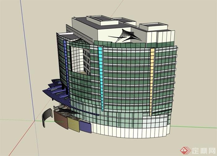 现代风格医院建筑简单设计su模型