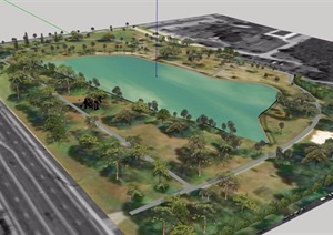 现代风格休闲滨湖公园景观设计SU(草图大师)模型