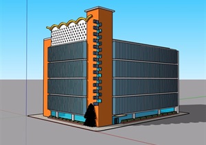 某现代风格银行办公建筑楼设计SU(草图大师)模型