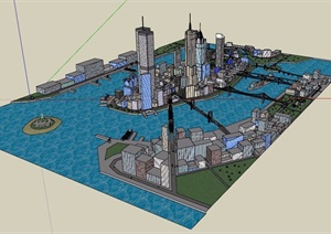 某滨水详细城市综合规划设计SU(草图大师)模型