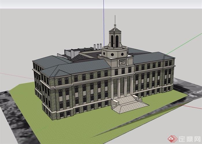 美式风格详细的政府办公楼设计su模型