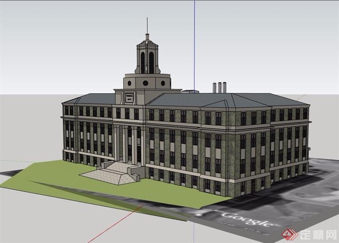 美式风格详细的政府办公楼设计su模型