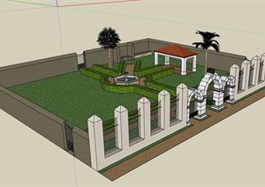 欧式风格详细休闲庭院设计SU(草图大师)模型