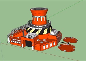 某工厂独特详细建筑设计SU(草图大师)模型