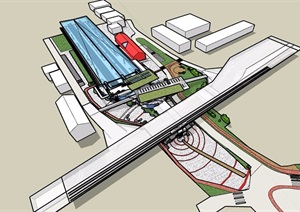 现代风格交通码头建筑设计SU(草图大师)模型