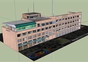 现代多层商业住宅建筑楼SU(草图大师)模型