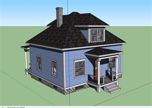 得当两层美式住宅别墅SU(草图大师)模型