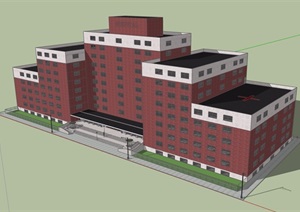 多层现代风格医疗建筑楼设计SU(草图大师)模型