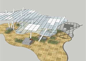 参数化曲线创意造型玻璃凉亭雨棚廊架外环境设计