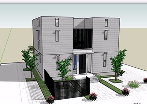 现代多层居住住宅楼设计SU(草图大师)模型
