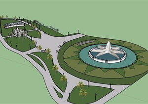 休闲现代公园景观设计SU(草图大师)模型