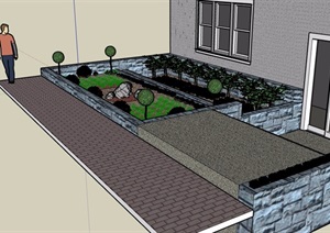 某民居住宅庭院菜园设计SU(草图大师)模型