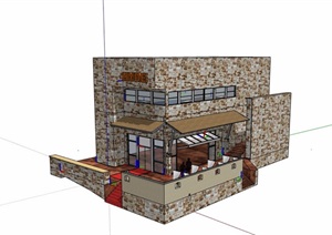 现代风格详细经典的餐馆设计SU(草图大师)模型