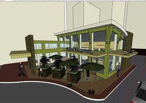 咖啡馆详细建筑设计SU(草图大师)模型
