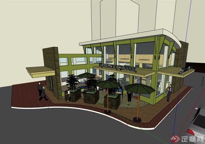 咖啡馆详细建筑设计su模型