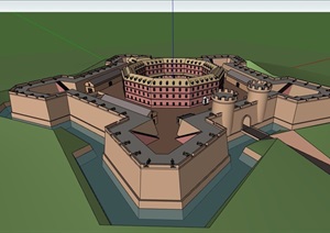 某欧式风格城堡文化建筑SU(草图大师)模型