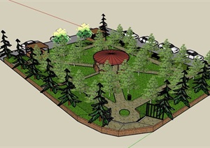 现代小游园景观设计SU(草图大师)模型