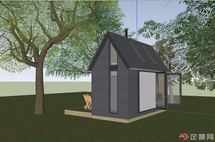 单层住宅小屋设计su模型