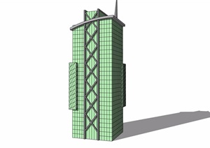 现代绿色办公建筑楼设计SU(草图大师)模型