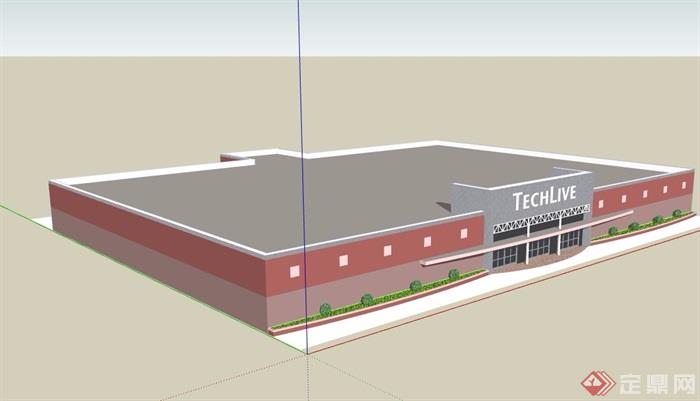 现代风格单层详细的商业建筑su模型