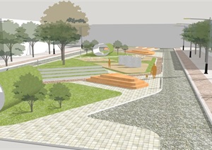 现代城市绿地景观规划设计SU(草图大师)模型
